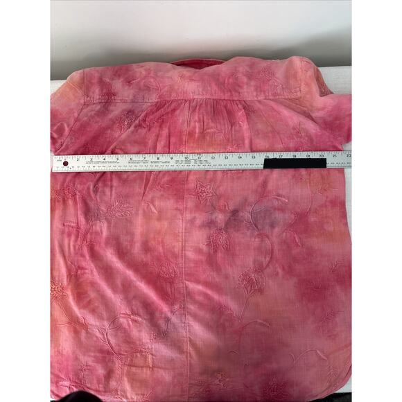 Anthropologie Pilcro Embroidered Tonal Pink Tie Dye Button Up S Boho Cottagecore - Picture 14 of 16